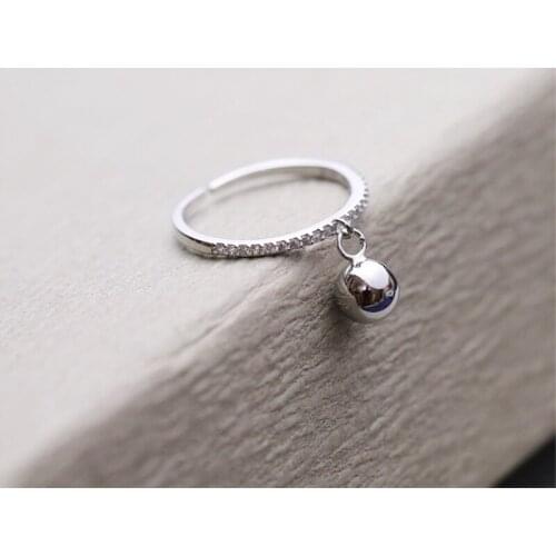 Small Ball Cute Fresh Korea Wild 925 Sterling Silver Temperament Personality Fashion Female Resizable Opening Rings SRI092