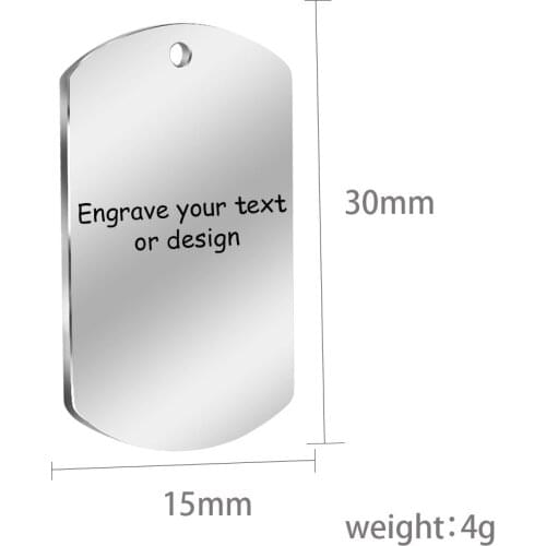 20pcs Free engraving your design 15x30mm Military Tag Engravable Dog tag Necklace Pendant KeyChain Tags