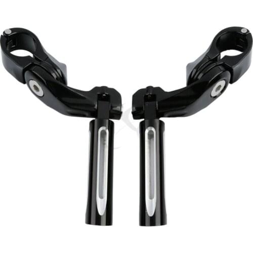 1.25" 32mm Black Adjustable Footrests Foot Peg & Short Angled Mount For Harley