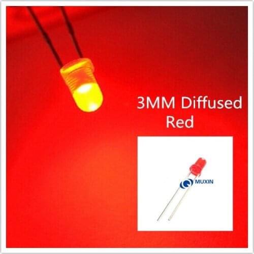 100pcs Mini LED Diode 3mm Red Color Diffused Round DIP 3 mm DC 2V 20mA Light-Emitting Diode LED Lamp Light Components