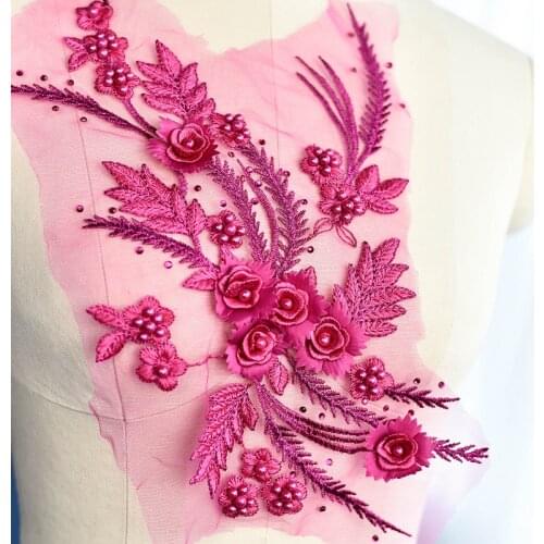 117 colors 3D Applique French Lace Wedding Dress Applique DIY Bridal Headdress Ivory Lace Collar Lace Fabric