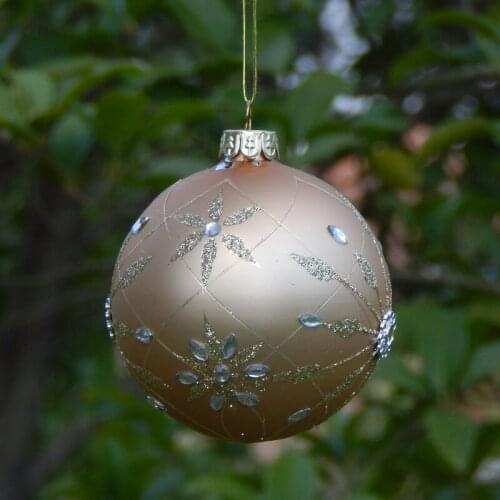12pcs/pack Diameter=8cm Small Size Gold Series Glass Ball Christmas Day Decoration Inner Silver Craft Hanging Globe Pendant