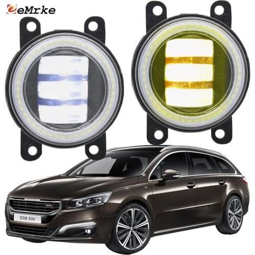 2X Led Angel Eye DRL for Peugeot 508 2015 2016 2017 2018 2019 LED Fog Lights Lamp Lens Daytime Running Light