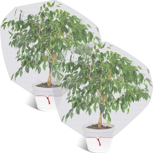 2 Pcs Bird Barrier Netting Mesh Plant Cover Nylon Netting Garden Plant Barrier Bag Plant Protect Bags with Drawstring (105x70cm)