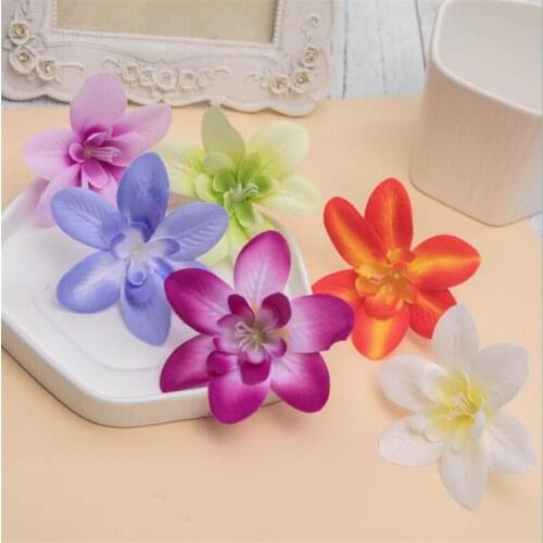 2021 8cm 24pcs Artificial Flower Heads Silk Orchid Flower Head Wedding Party Home Decoration DIY Wreath Scrapbook Gift Box Craft