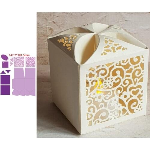 3D Foldable Gift Box Elegant Flower Pattern Metal Cutting Dies Scrapbooking Album Paper DIY Card Crafts New 2019