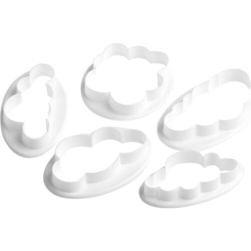 5Pcs/set 3D Cloud Plastic Fondant Cutter Cake Mold Sugarcraft Mold Decorating Tools
