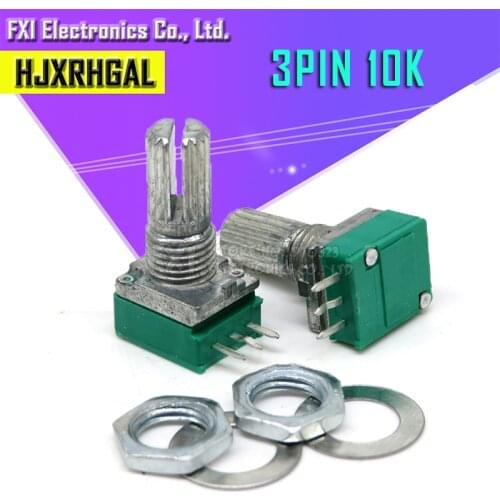 5PCS RK097N 10K single linked potentiometer B10K with a switch audio 3pin shaft 15mm amplifier sealing potentiometer