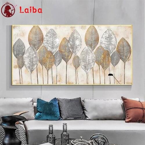 DIY Diamond Painting Abstract artistic golden leaves Full Square Diamond Embroidery sale Cross Stitch sets Mosaic Handmade Gift