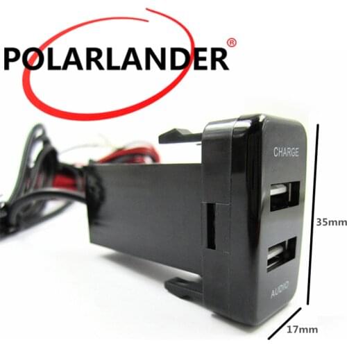 12v Dual 2 Port USB Audio Ports phone Car Charger For Mitsubishi 5V 2.1A Socket Dashboard USB Car Charger