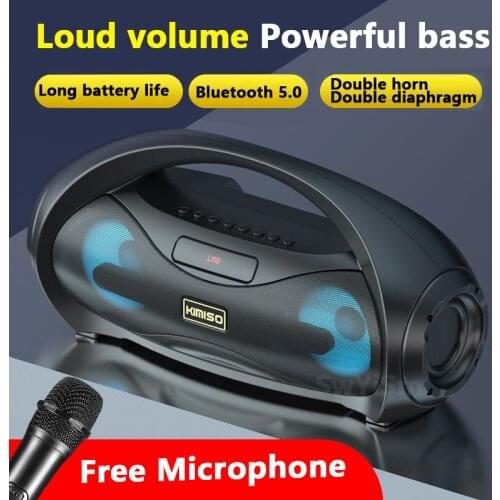 Wireless portable bluetooth speaker home theater music center plug-in microphone subwoofer column 4D stereo surround subwoofer