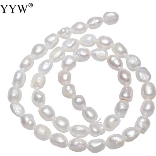 YYW Cultured Potato Freshwater Pearl Beads Natural White 7-8mm Approx 0.8mm Sold Per Approx 14.5 Inch Strand