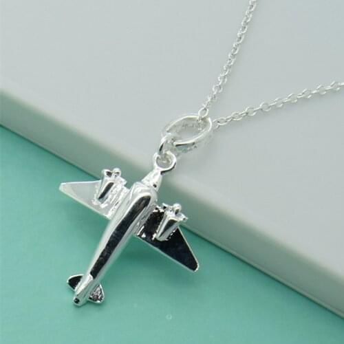 Fashion girl Jewelry accessories 925 Sterling Silver Airplane Pendant Necklace Solid Silver Women Birthday Gift