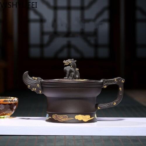 Yixing tea pot purple clay filter teapots Raw ore black mud Boutique Tea set Handmade beauties kettle Customized gifts 310ml