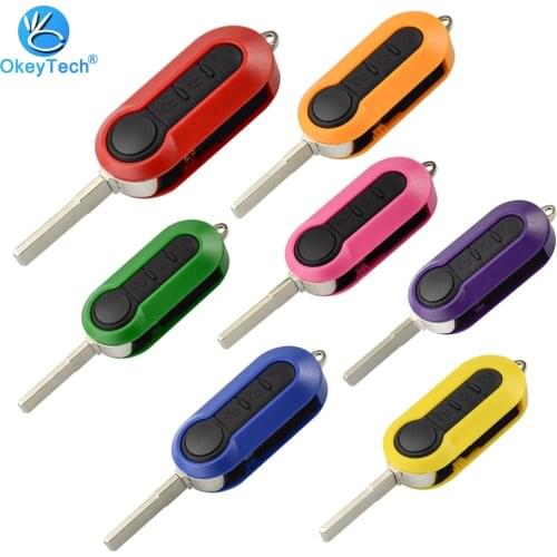 OkeyTech Remote Folding Car Key Case Shell Cover 3 Buttons For Fiat 500 Panda Punto Bravo Ducato Stilo Car Key Case With SIP22
