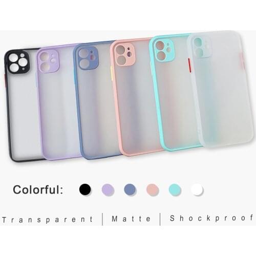 Black white pink blue purple gray Phone Cases Transparent Matte for iPhone 7 8 11 12 s mini pro X XS XR MAX Plus cover funda
