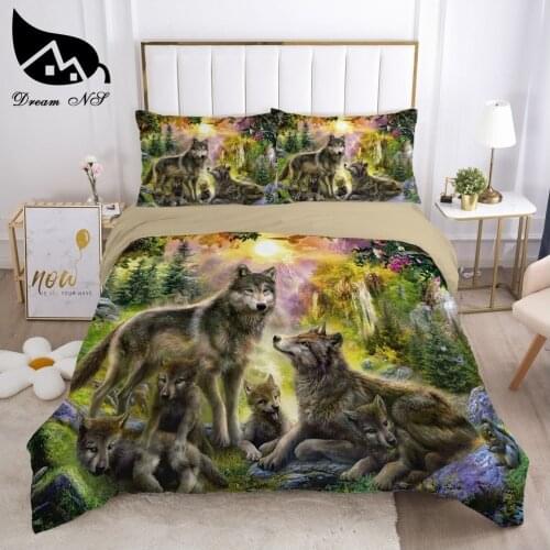 Dream NS Lonely Gray Wolf roupa de cama Bedding Home Textiles Set King Queen Bedclothes Duvet Cover Bedding set