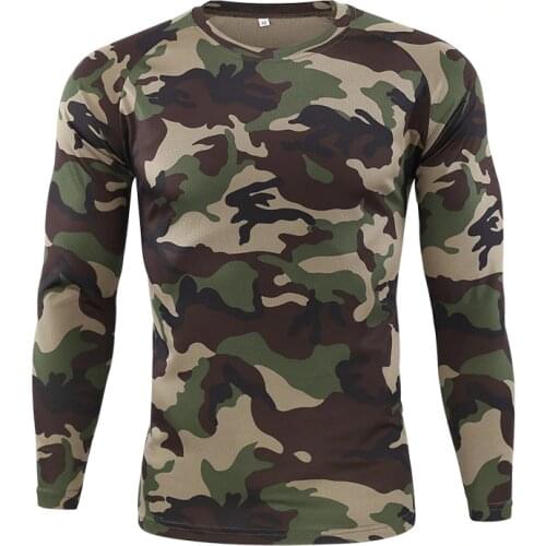 Tactical Military Camouflage T Shirt Men Breathable Quick Dry US Army Combat Full Sleeve Fitness Streetwear Multicam T-shirts