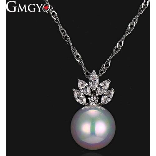 GMGYQ Fashion Simple Pendant AAA Cubic Zirconia Crystal Transparent Pearl Necklace Gift For Girlfriends Manufacturer Wholesale