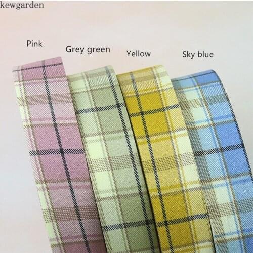 Kewgarden DIY Hair Bow tie Accessories Plaid Fabric Layering Cloth Ribbon 2" 1" 3/8" 10mm 25mm 5cm Handmade Tape Webbing 8 Meter