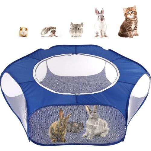 Small Pets Playpen,Waterproof Small Pet Cage Tent with Zippered Cover,Portable Outdoor Yard Fence with 3 Metal Rod for Hamster