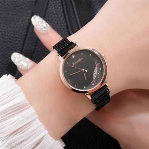 Fashion Quartz Watch Alloy Mesh Strap Simple Round Dial Casual Watch for Women Girls TT@88