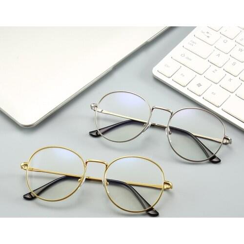 Fashion Blue Light Glasses Retro Metal Frame Anti Blue Ray Computer Glasses Women Vintage Men Round Glasses Frame Goggle Eyewear