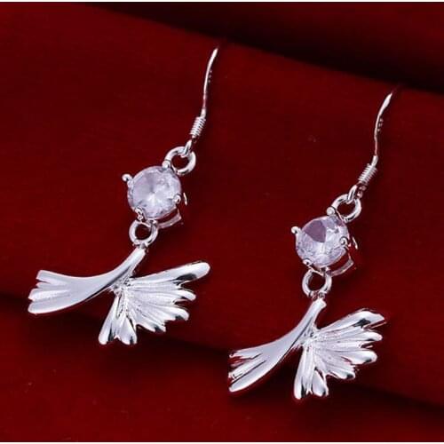 Fashion jewelry Earring For Women, Plated Earrings Inlaid Leaf Earrings E205 /ZRTTTJUV QGBWDTJG silver color