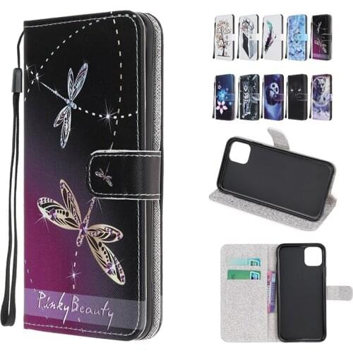 Fashion Painted Wallet Leather Case For iPhone 12 11 XS Pro Max Mini SE 2020 X XR 8 7 6 6S Plus With Card Slot Bracket Cases
