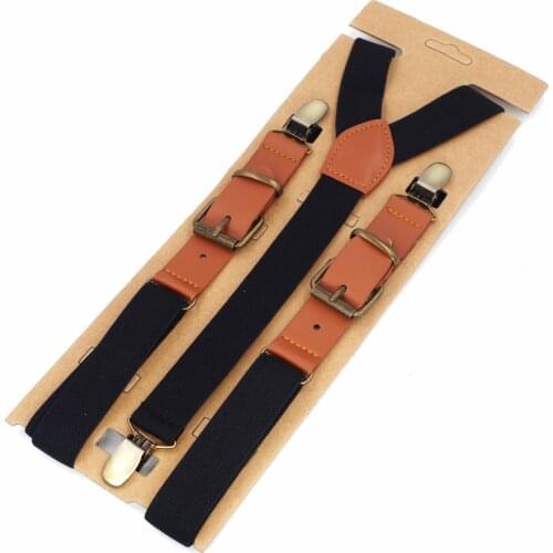 JIERKU Suspenders Mans Braces Leather 3 Clips Suspensorio Leather Suspenders Fashion Trousers Strap Father/Husbands 2.5*115cm