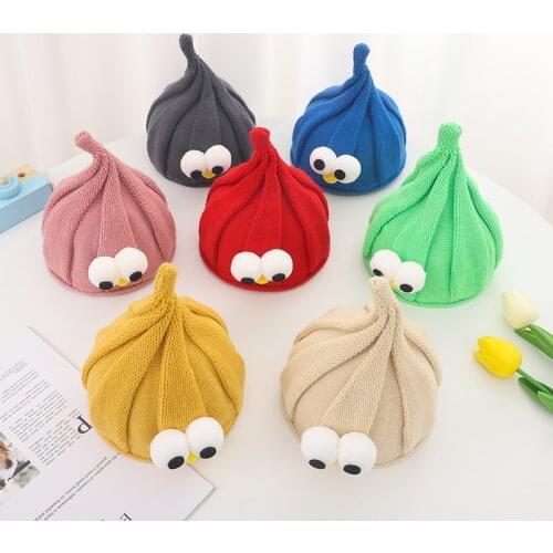 2020 new Baby pumpkin Hat Cute Eye Sesame Street Knit Cap For Boys And Girls Wool Pointy Cap Warm Clothing Accessories for 0-3y