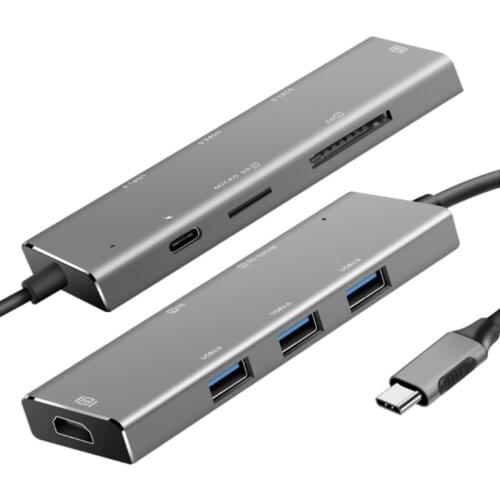 2021 New 7 Ports 3.0 USB HUB Aluminum Alloy Fuselage Support Mini Portable USB Splitter