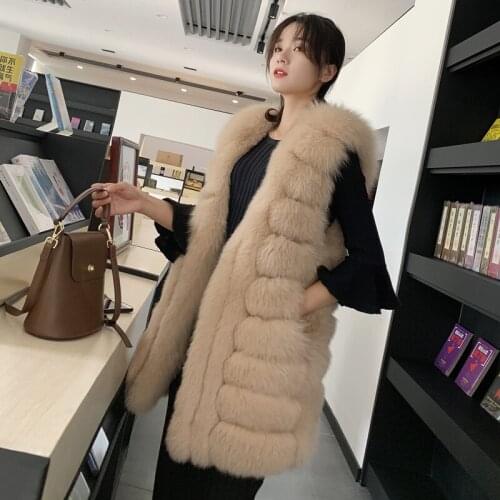 New spring winter female winter fox fur vest long sections Genuine good quality hot sell fur vest To Russia