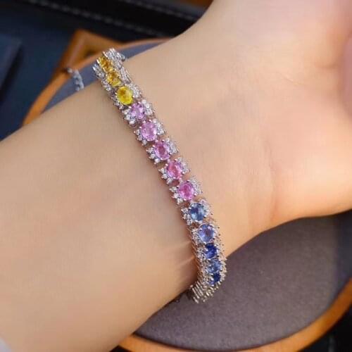 New Natural Gemstone Bracelet 925 Silver Glittering High-end Luxury Design Bracelet Jewelry