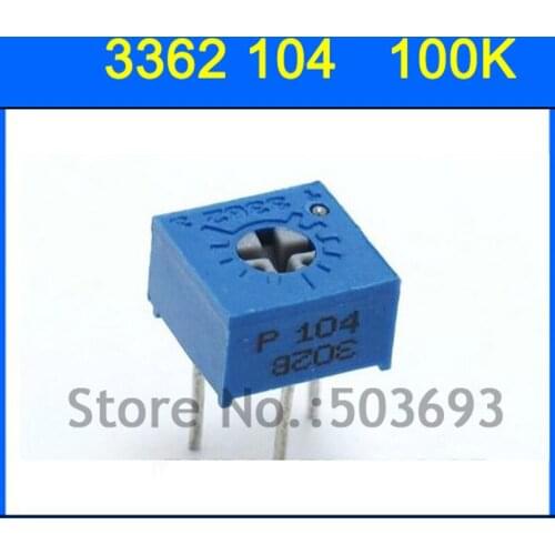100pcs/lot 3362 104 100KR Variable Resistors 3362P Potentiometer