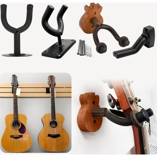 Guitar Holder Wall Mount Wooden Guitar Hanger Hook Stand Adjustable For Guitar Bass Banjolele Ukulele Wall Bracket