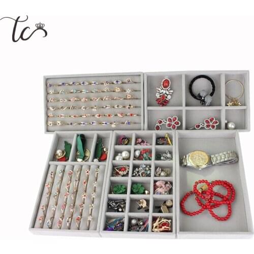Drawer Velvet Jewelry Storage Tray Ring Bracelet Jewellery Organizer Earring Holder Jewelry Display Case Organizador De Joyas