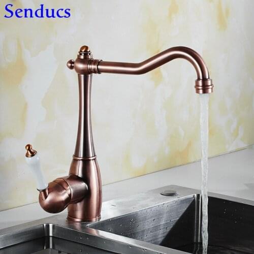 Senducs Luxury Kitchen Faucet Quality Brass Bathroom Basin Sink Faucet Hot Cold Water Tap Ceramic Kitchen Sink Mixer Tap