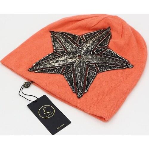 GZHilovingL Autumn Winter Soft Warm Wool Slouchy Women Knitted Beanies Hats Casual Solid Gold Metallic Star Mens Skullies Hat