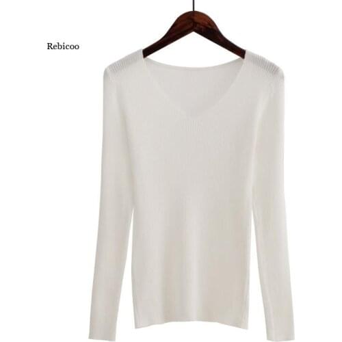 Autumn V Neck Sweater Knitted Fashion Womens Sweaters Winter Tops For Women Pullover Jumper Pull Femme Hiver Truien Dames
