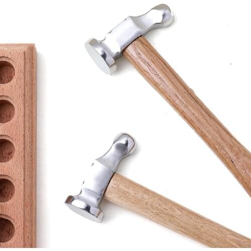 Creative Hammer Mini Wooden Hammer Stainless Steel Jewelry Round HeadgoldsmithMultifunctional Manual DIY Hammer For Leather