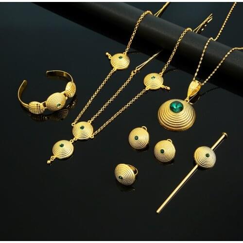 Ethiopian Eritrean Habesha Wedding Gold Color Jewelry Sets African Traditional Jewelry
