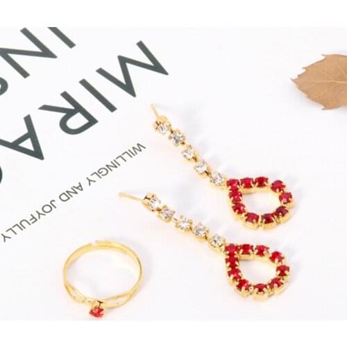 Womens Bridal Jewelry Set for Wedding Crystal Teardrop Pendant Necklace Earrings