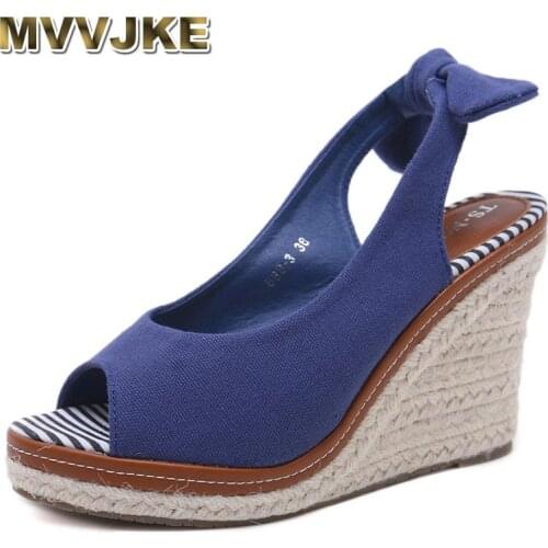 MVVJKE Wedge Sandals For Women High Heel Ankle Strap Platform Peep Toe Sandals Ladies Beach Sandals Espadrilles Casual Shoes