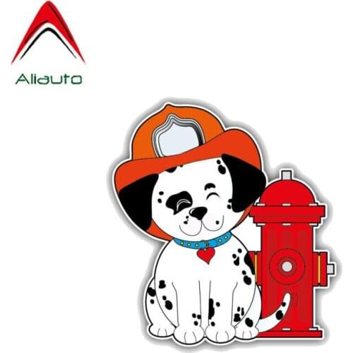 Aliauto Cartoon Car Sticker Dalmatian Puppy Firefighter Decoration Waterproof Decal PVC for Motorcycle Mercedes Honda,10cm*10cm