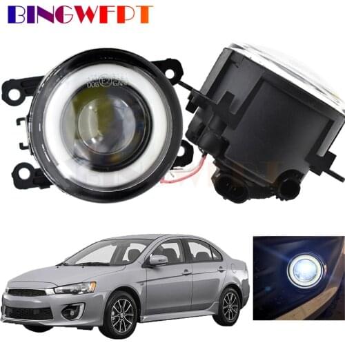 2 Pieces Car LED Lens Fog Lights Assembly Angel Eye DRL Daytime Runinng Light for Mitsubishi Lancer GT 2016 2017 2018 2019-2021