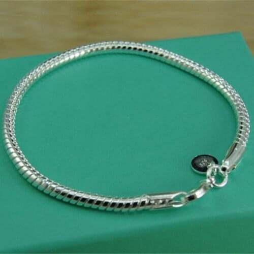 BABYLLNT New 925 Sterling Silver 3mm Snake Chain Basis Bracelet For Woman Charm Wedding Engagement Fashion Party Jewelry Gift