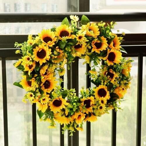 42cm Flower Artificial Silk Wreath for Christmas Home Front