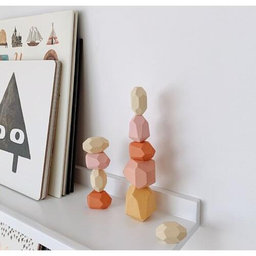 New Nordic Nursery Child Kids Bedroom Desktop DIY Decor Colorful Stone Wooden Building Blocks Educational Toys Photography Props