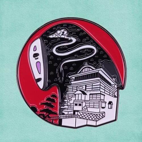 Spirited Away No face Haku Chihiro Bath house enamel pin I wish you could stay brooch badge
